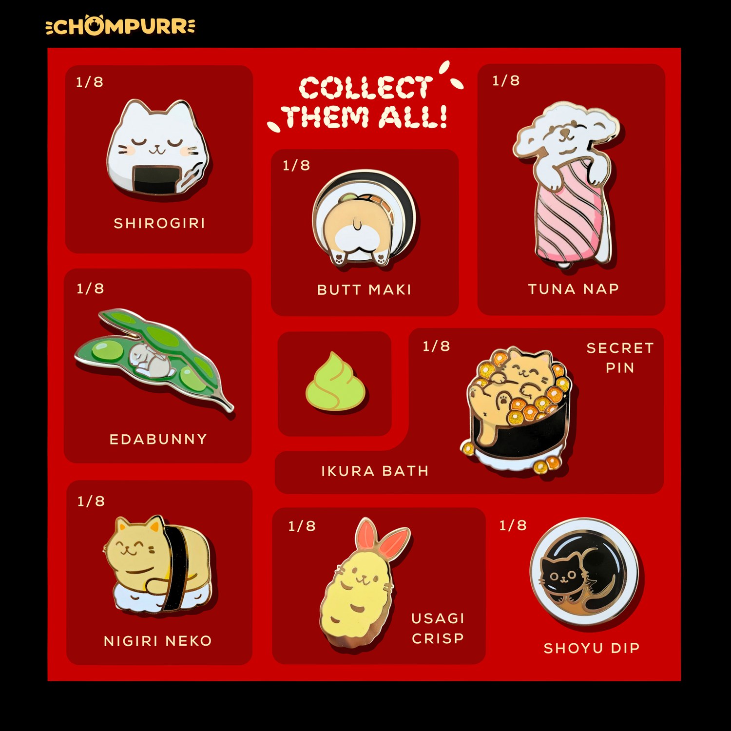 Bento Blind Box Pin, premium food-themed dog toy by Chompurr